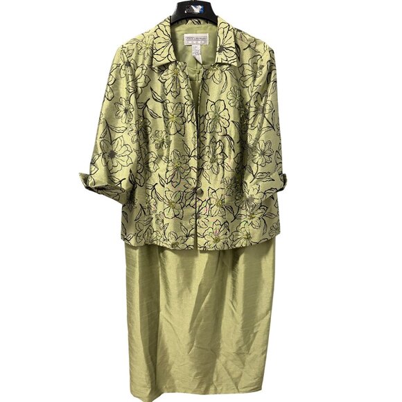 Jessica Howard Womans 2-Piece Set Size 18 Floral Embroidered Jacket & Skirt Nylo - Picture 2 of 12